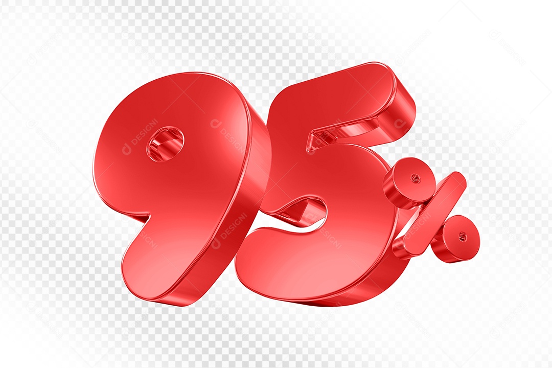 Elemento 3D Número 95% Vermelho Para Composição PSD