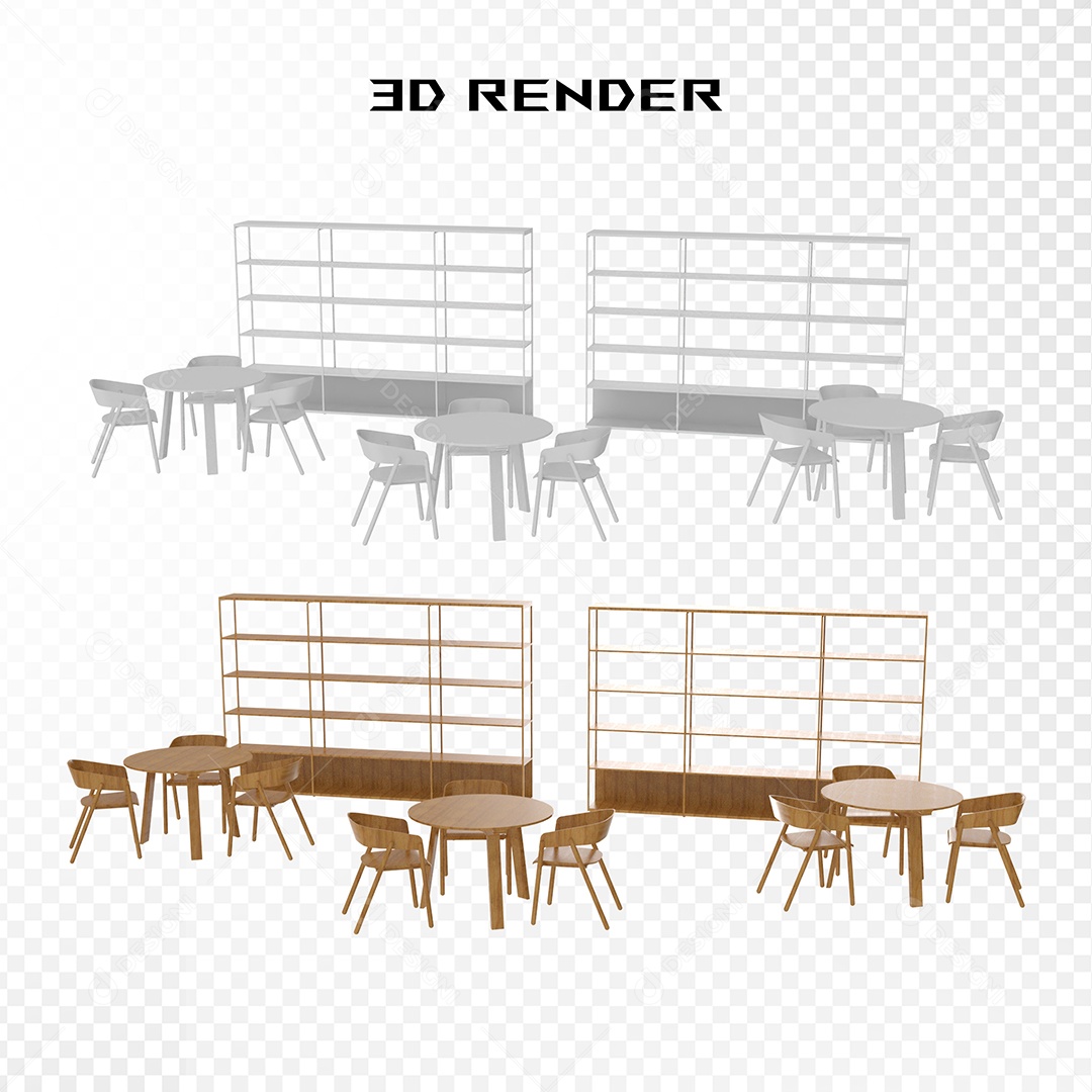 Mesa e Cadeiras  Elemento 3D para Composição PSD
