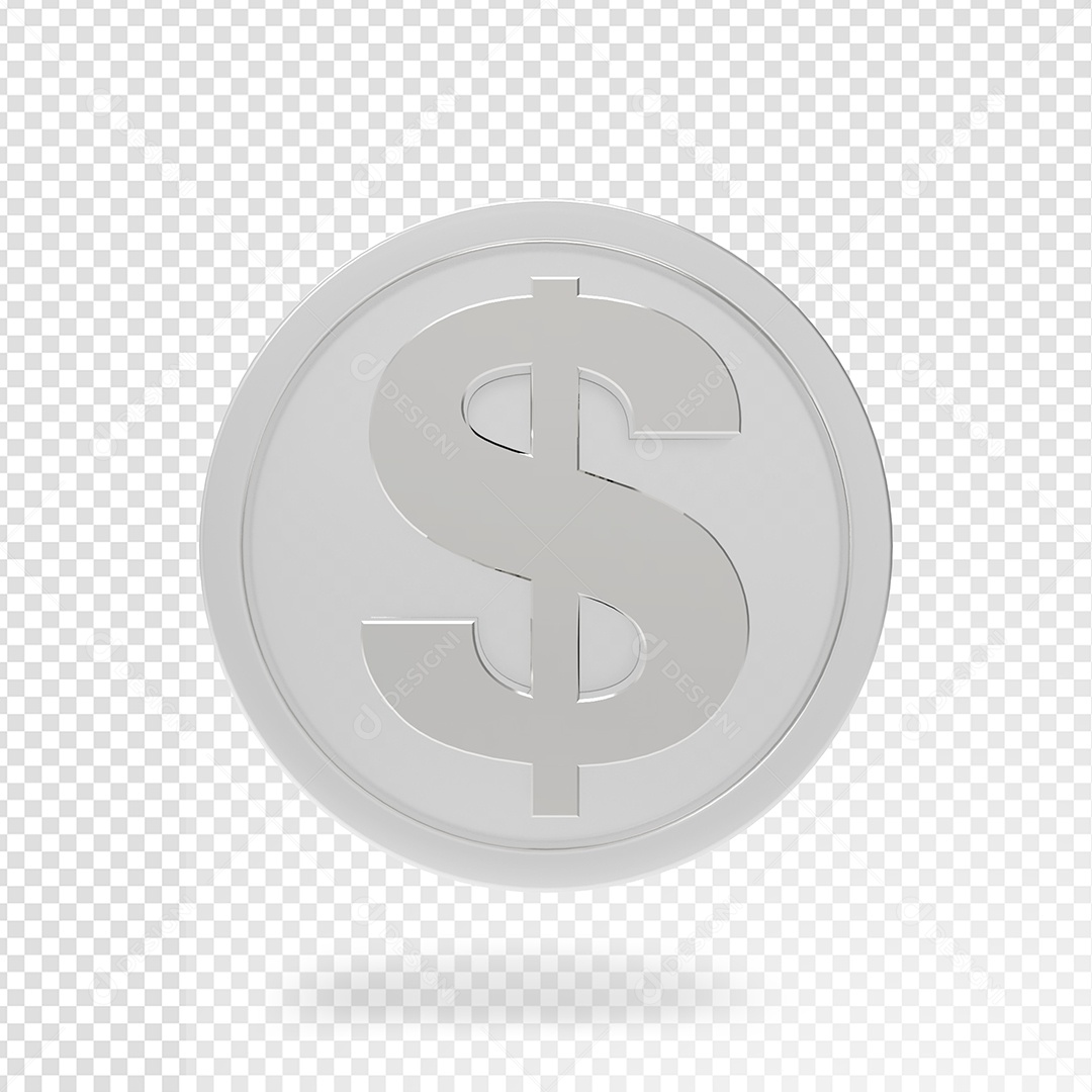 Cifrão Branco Elemento 3D para Composição PSD