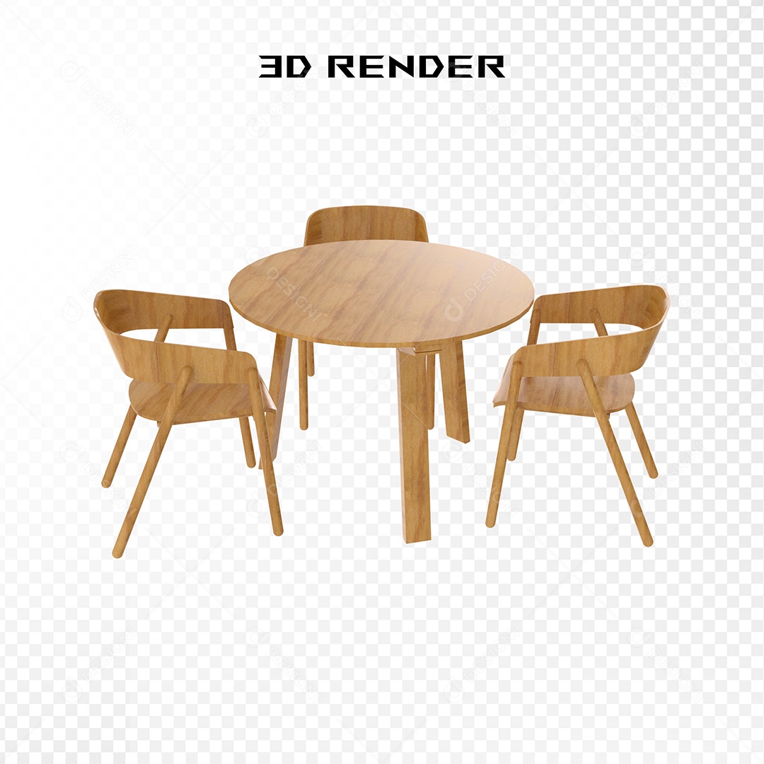 Mesa e Cadeiras  Elemento 3D para Composição PSD