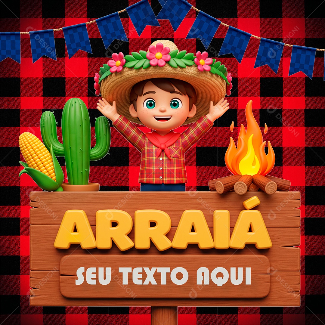 Arraiá São João Feed Social Media PSD Editável