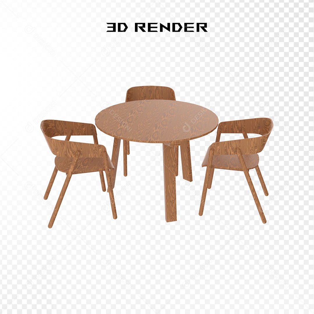 Mesa e Cadeiras  Elemento 3D para Composição PSD