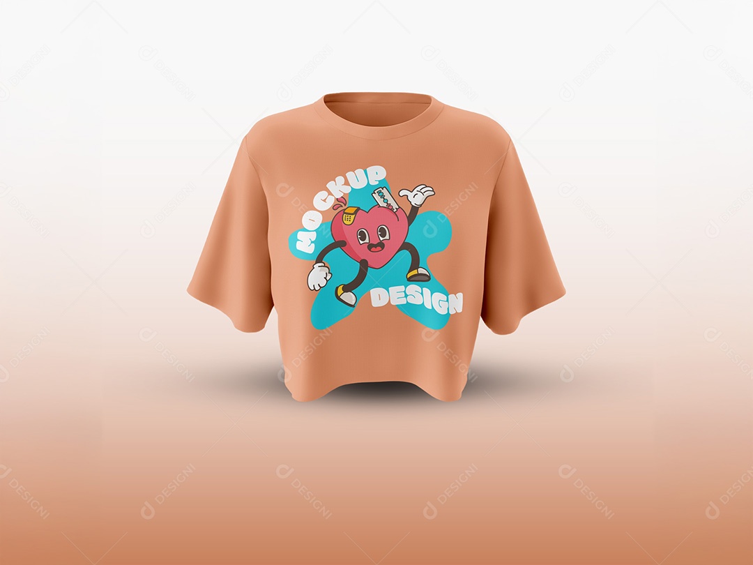 Camiseta Top Cropped Feminina Mockup PSD Editável