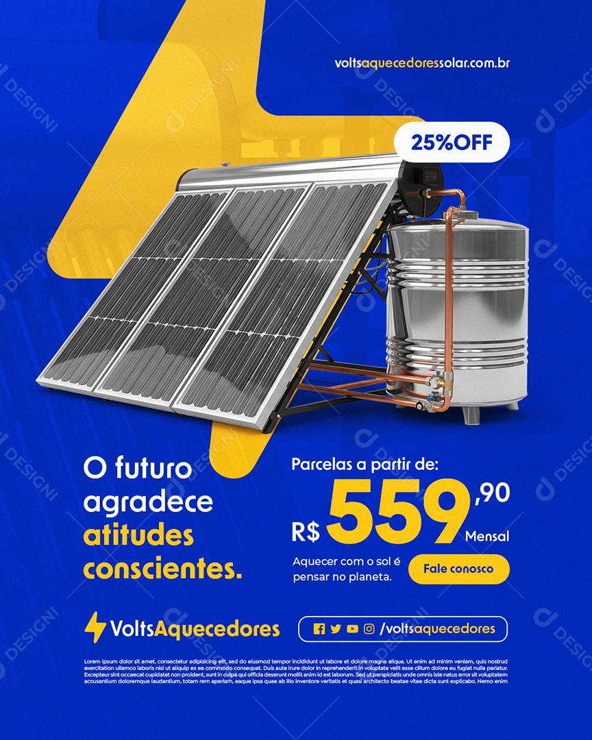 Aquecedor Solar O Futuro Agradece Atitudes Conscientes Social Media PSD Editável