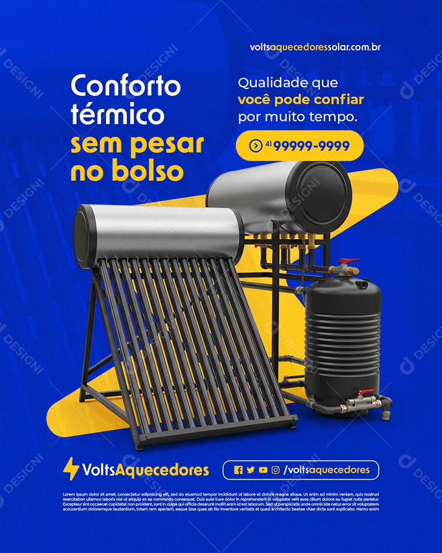 Aquecedor Solar Conforto Térmico Social Media PSD Editável