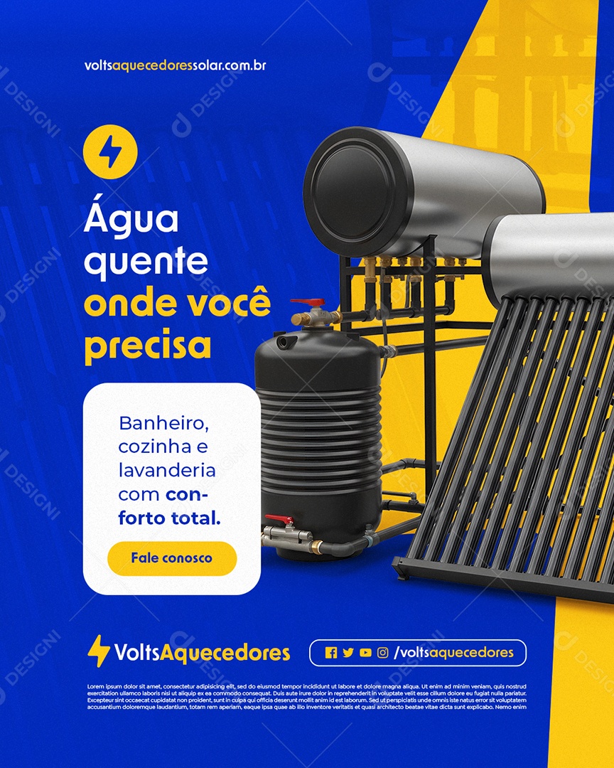 Aquecedor Solar Água Quente Onde Você Precisa Social Media PSD Editável