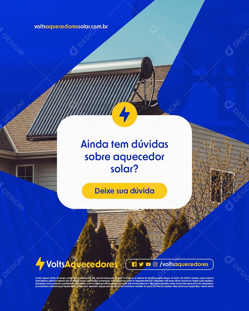 Aquecedor Solar Deixe sua Dúvida Social Media PSD Editável
