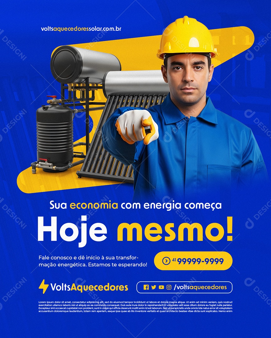 Aquecedor Solar Sua Economia com Energia Começa Hoje Mesmo Social Media PSD Editável