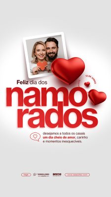 Story Feliz Dia dos Namorados 12 de junho Social Media PSD Editável