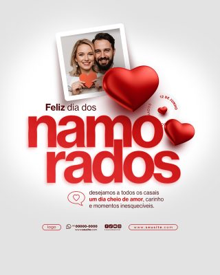 Feliz Dia dos Namorados 12 de junho Social Media PSD Editável