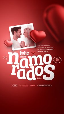 Story Feliz Dia dos Namorados 12 de junho Social Media PSD Editável