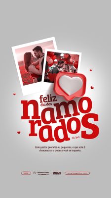 Story Feliz Dia dos Namorados 12 de junho Social Media PSD Editável