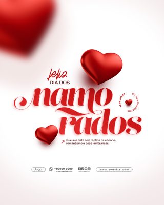 Feliz Dia dos Namorados 12 de junho Social Media PSD Editável