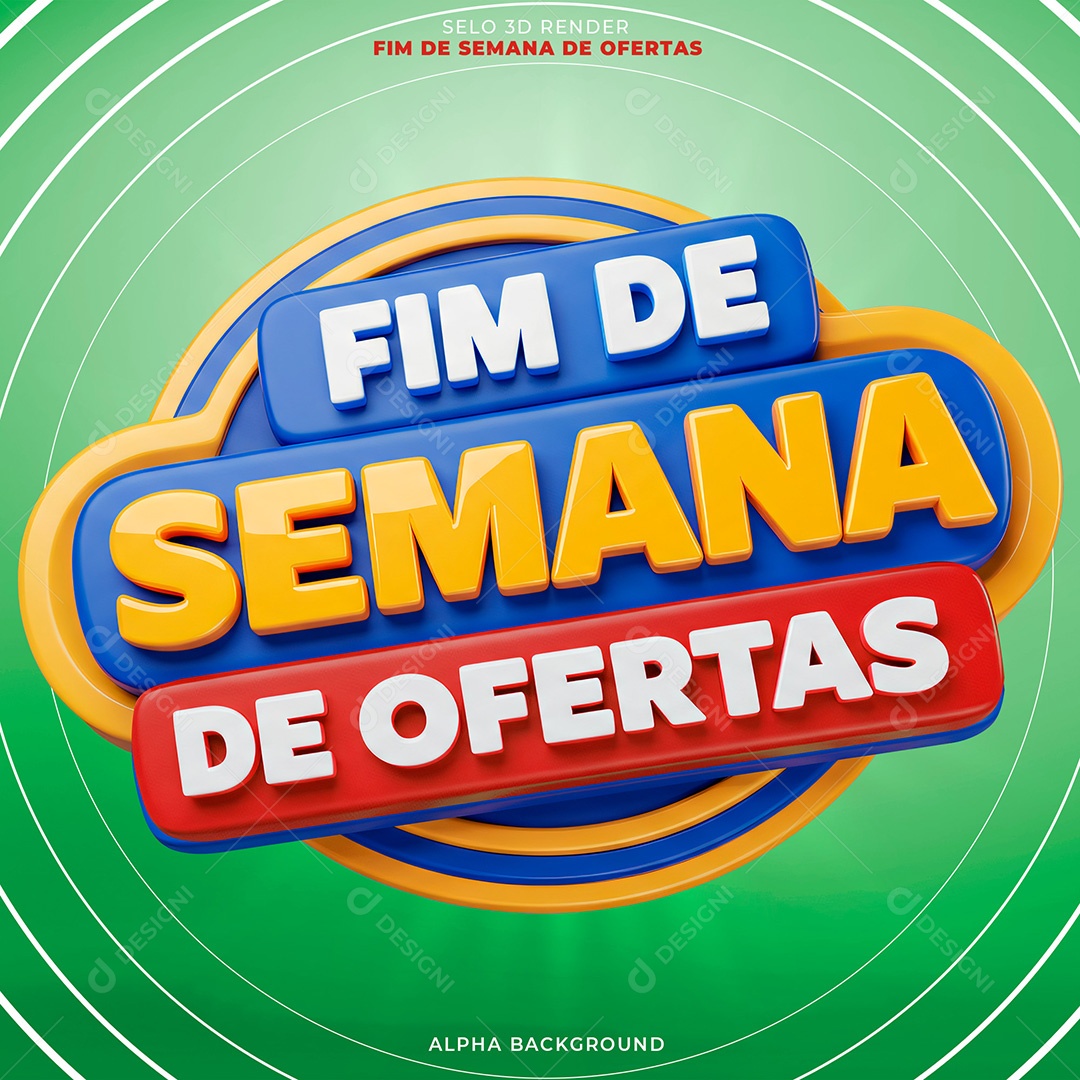 Selo 3D Fim de Semana de Ofertas para Composição PSD