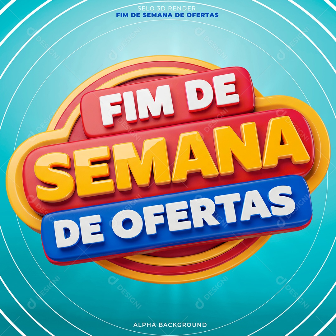 Selo 3D Fim de Semana de Ofertas para Composição PSD