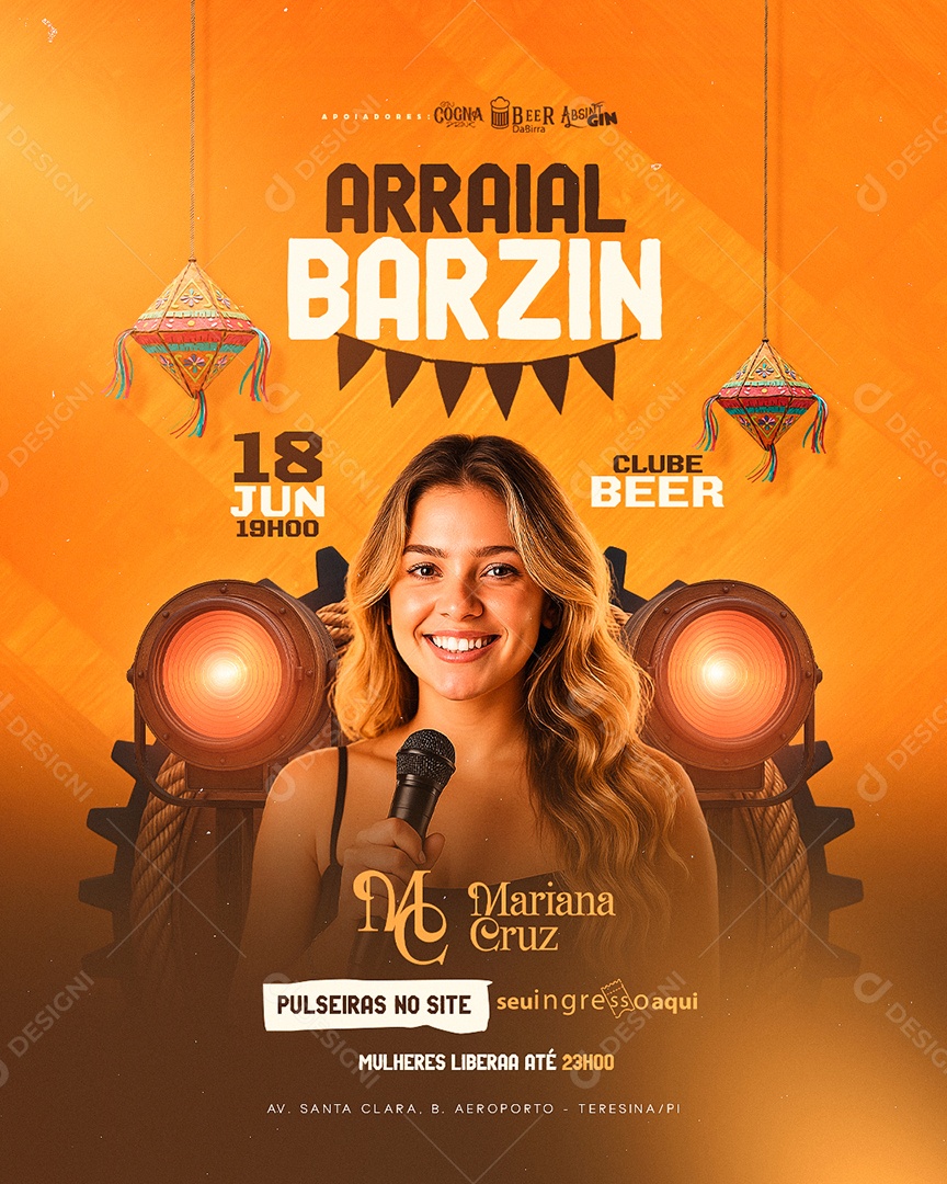 Flyer São João Arraial Barzin Social Media PSD Editável