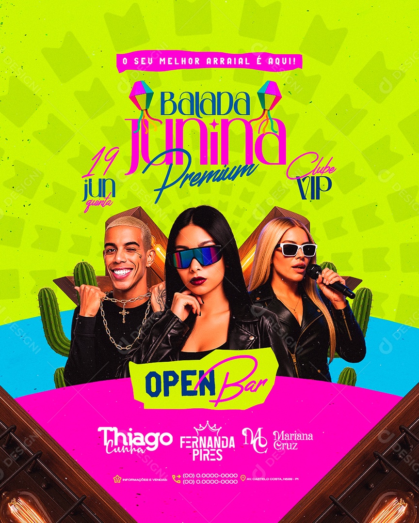 Flyer São João Balada Junina Premium Social Media PSD Editável