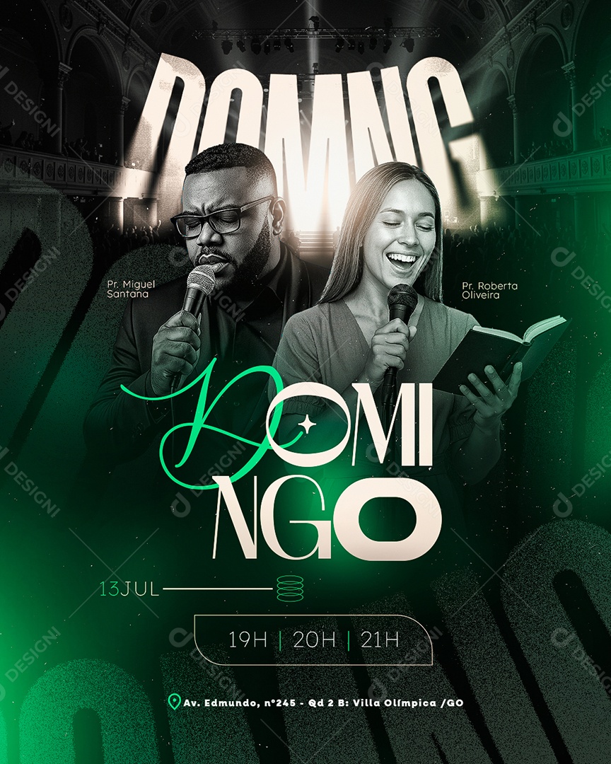 Gospel Domingo Culto Social Media PSD Editável