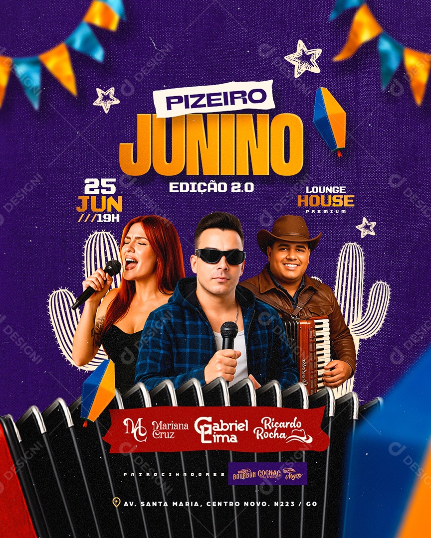 Flyer São João Pizeiro Junino Social Media PSD Editável