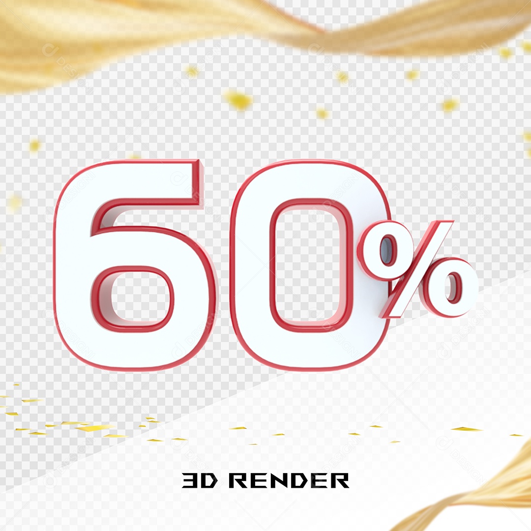 Elemento 3D Número 60% Barnco para Composição PSD