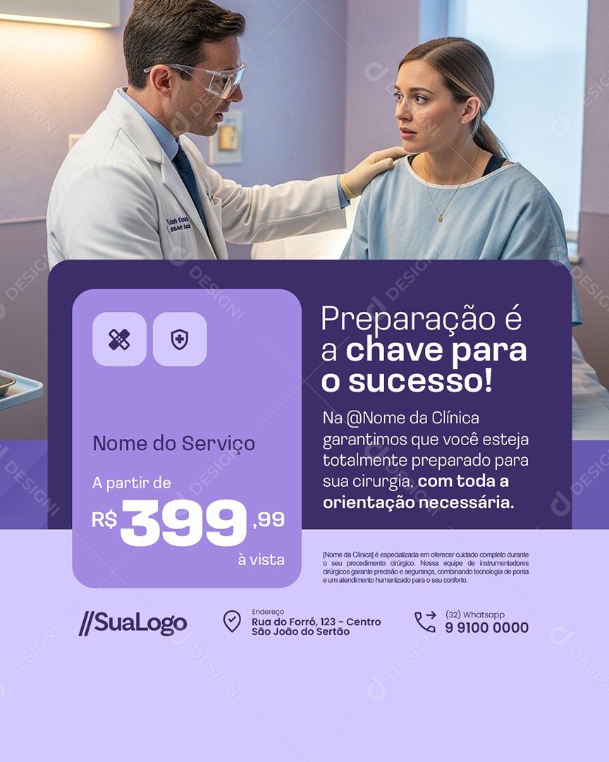 Clínica Médica Preparação é a Chave para o Sucesso Social Media PSD Editável