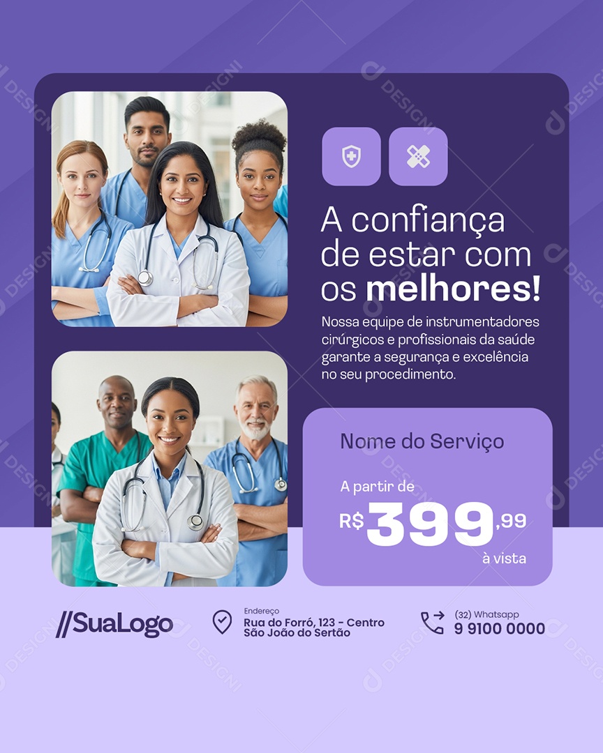 Clínica Médica A Nossa Equipe de Instrumentadores Social Media PSD Editável