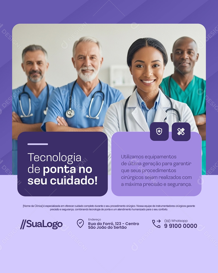 Clínica Médica Tecnologia de Ponta no Seu Cuidado Social Media PSD Editável