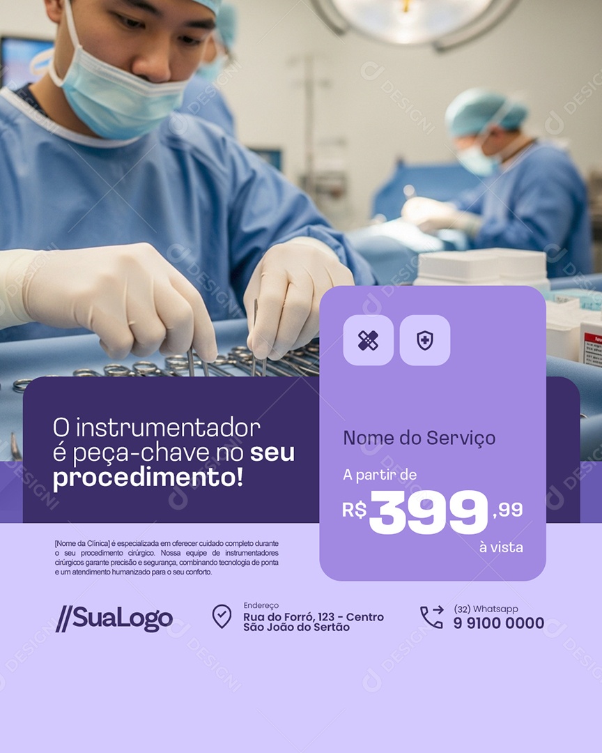 Clínica Médica O Instrumentador é Peça Chave Social Media PSD Editável