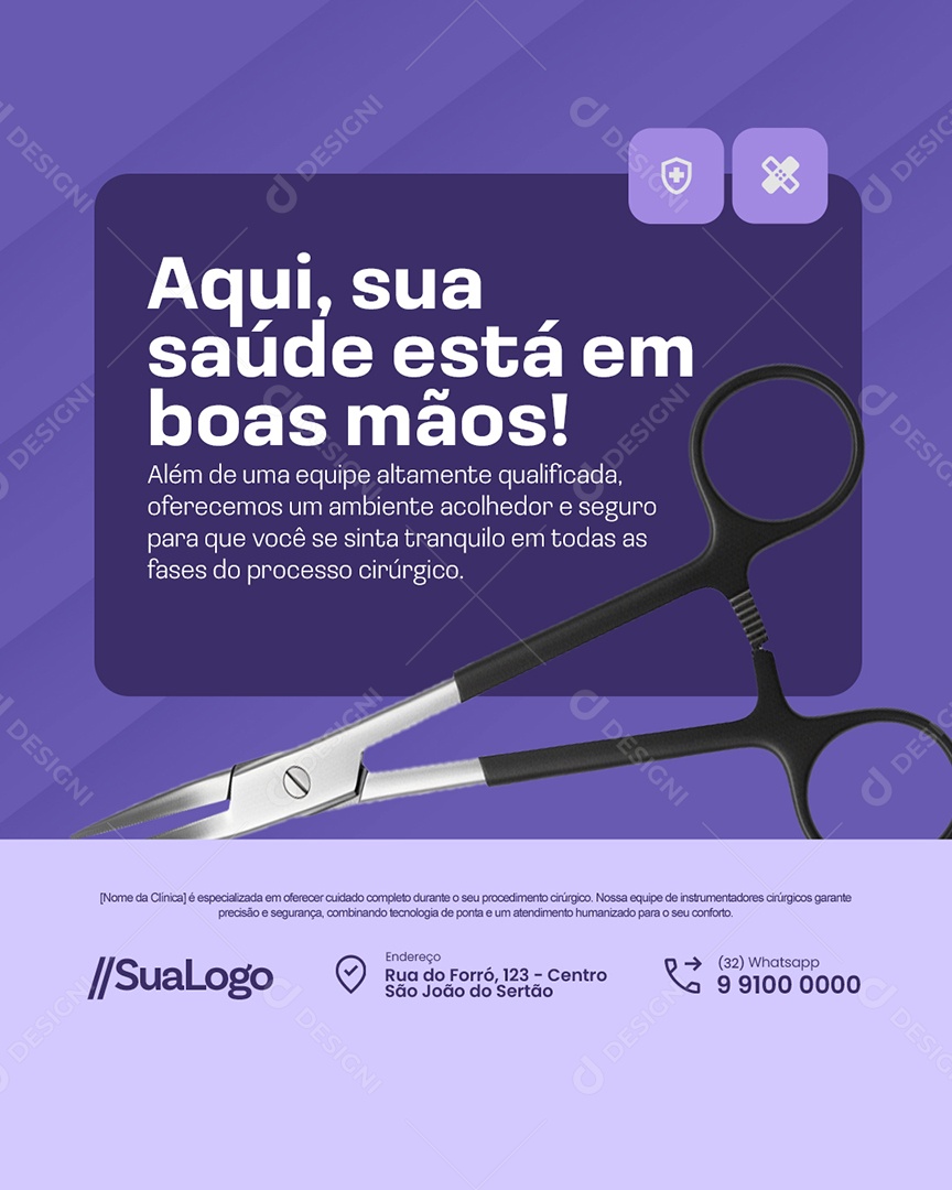 Clínica Médica Aqui Sua Saúde Está em Boas Mãos Social Media PSD Editável