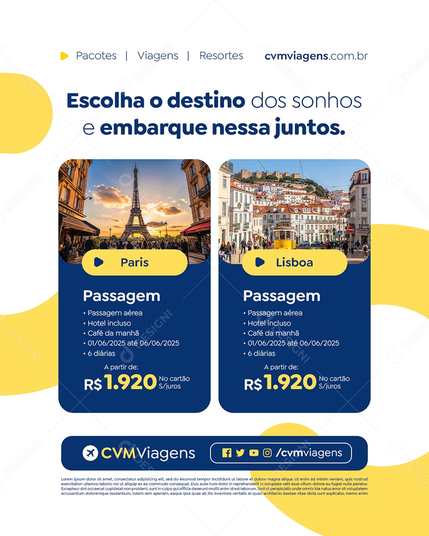 Agência de Turismo Escolha o Destino dos Sonhos Social Media PSD Editável