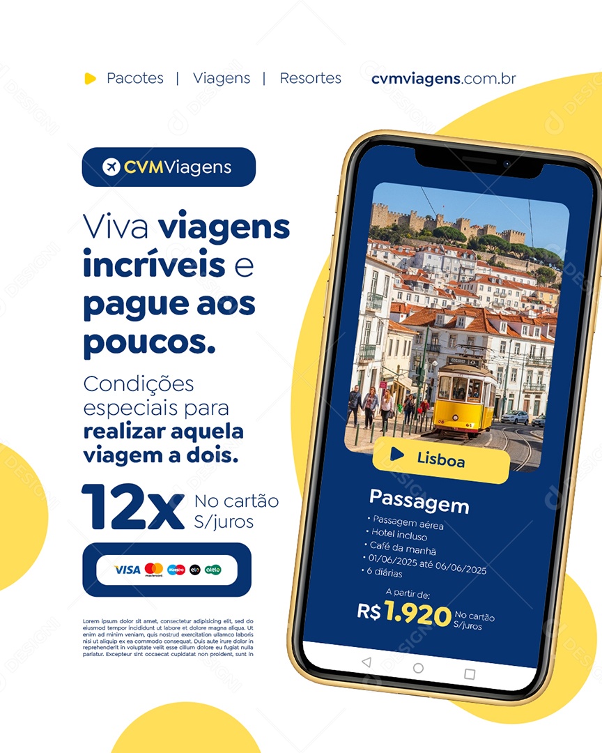 Agência de Turismo Viva Viagens Incríveis Social Media PSD Editável