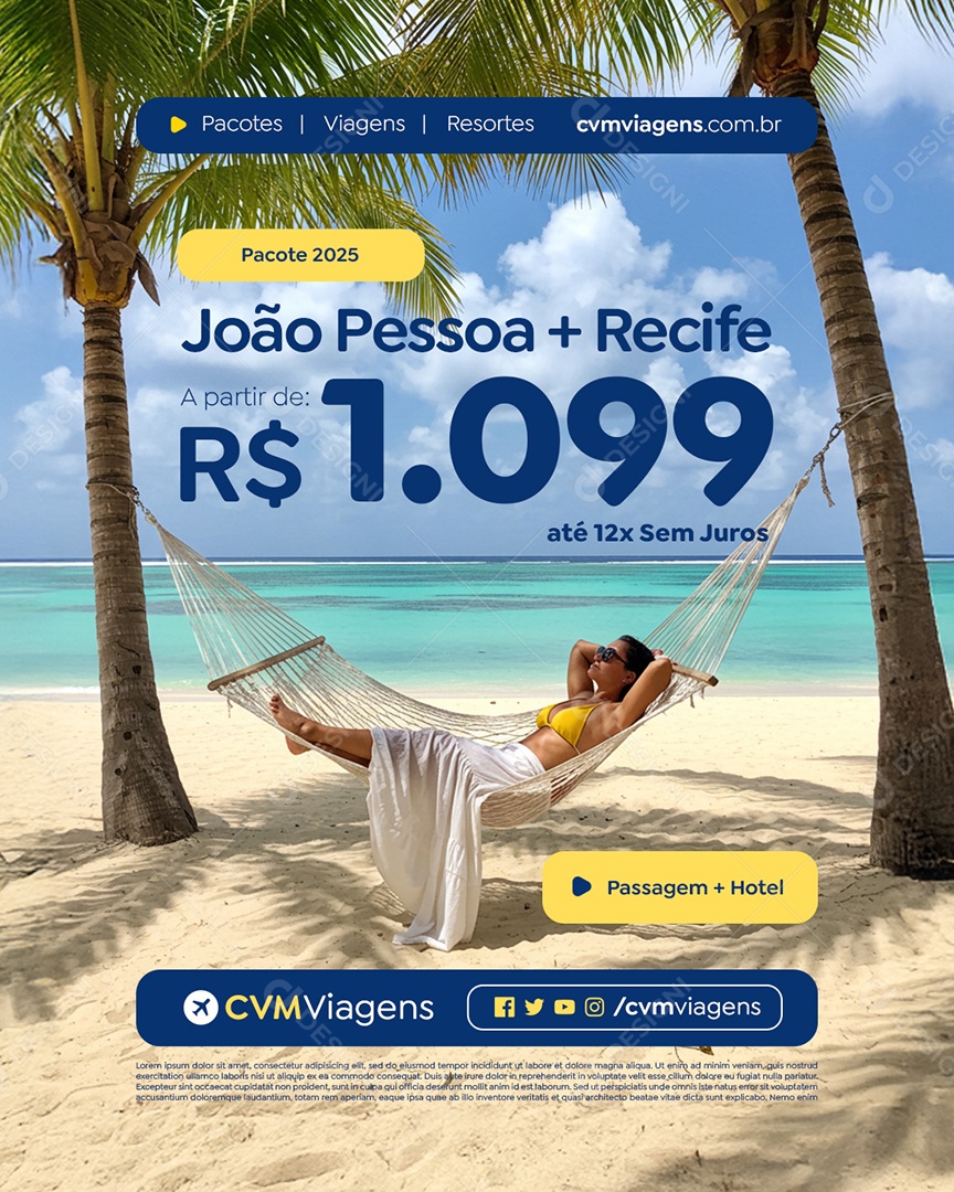 Agência de Turismo Pacote 2025 João Pessoa Social Media PSD Editável