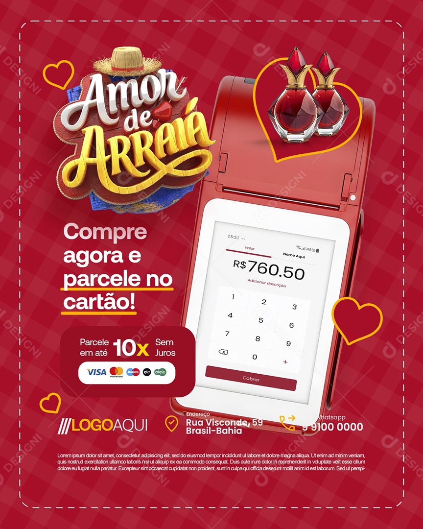 Amor de Arraiá Perfumes Compre Agora e Parcele no Cartão Social Media PSD Editável