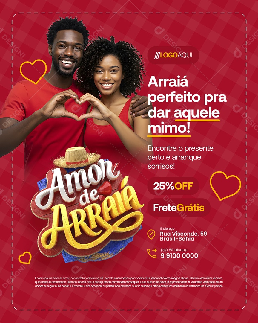 Amor de Arraiá Encontre o Presente Certo Social Media PSD Editável