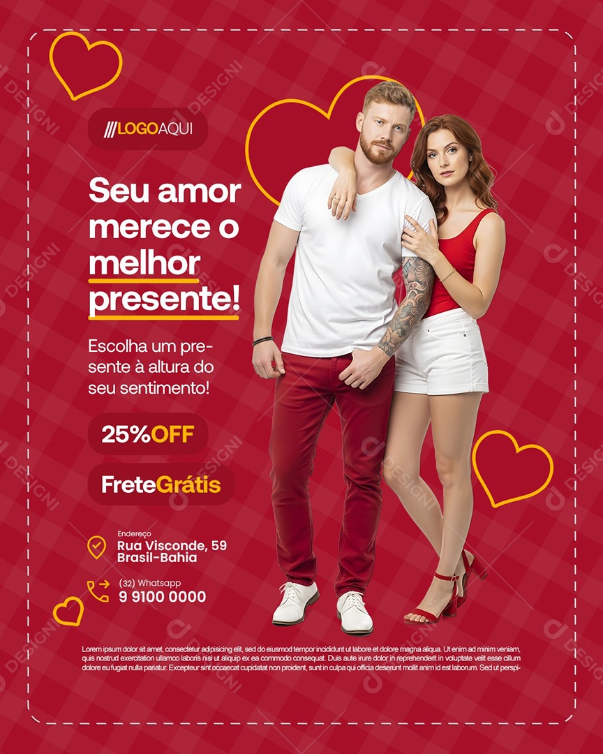 Amor de Arraiá Seu Amor Merece o Melhor Presente Roupas de Casais Social Media PSD Editável