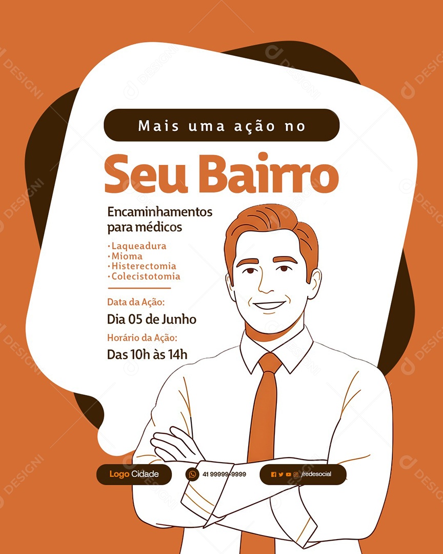 Ação Social Mais Uma Ação no Seu Bairro Social Media PSD Editável