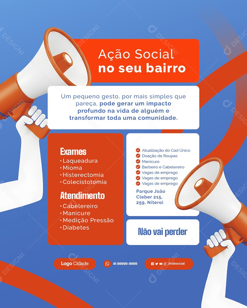 Ação Social no Seu Bairro Social Media PSD Editável