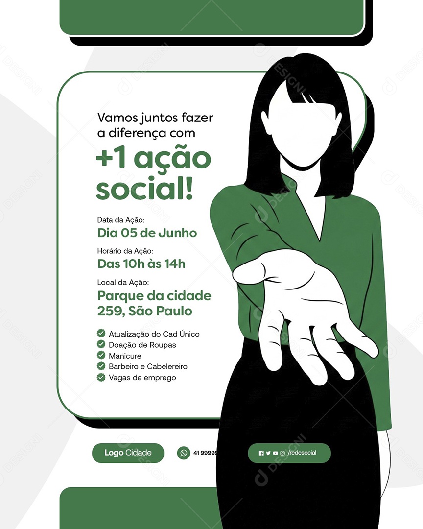 Ação Social Vamos Juntos Fazer a Diferença Social Media PSD Editável
