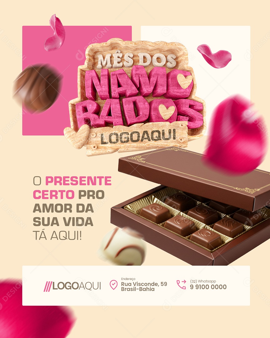 Mês Dos Namorados Loja Chocolate O Presente Certo Pro Amor da Sua Vida Social Media PSD Editável