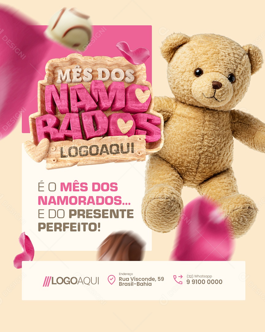 Mês Dos Namorados Loja Presente Perfeito Ursinho de Pelúcia Social Media PSD Editável