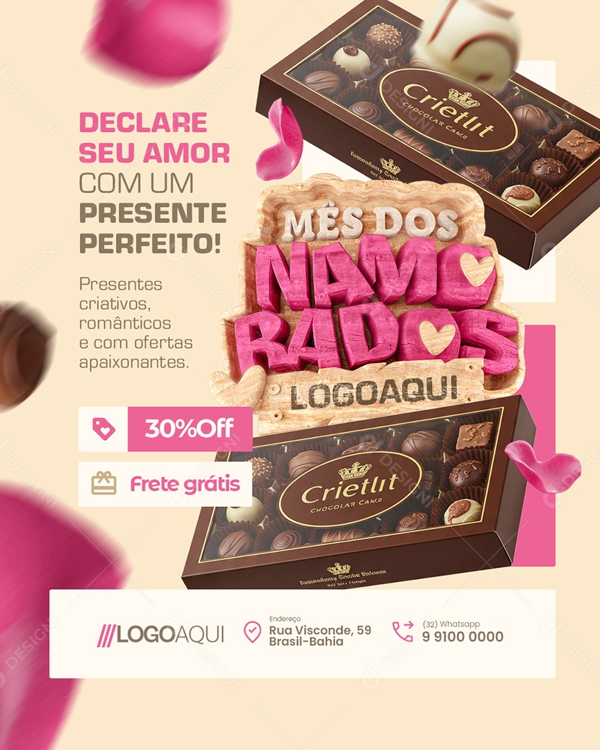 Mês Dos Namorados Loja Presentes Criativos Românticos Social Media PSD Editável