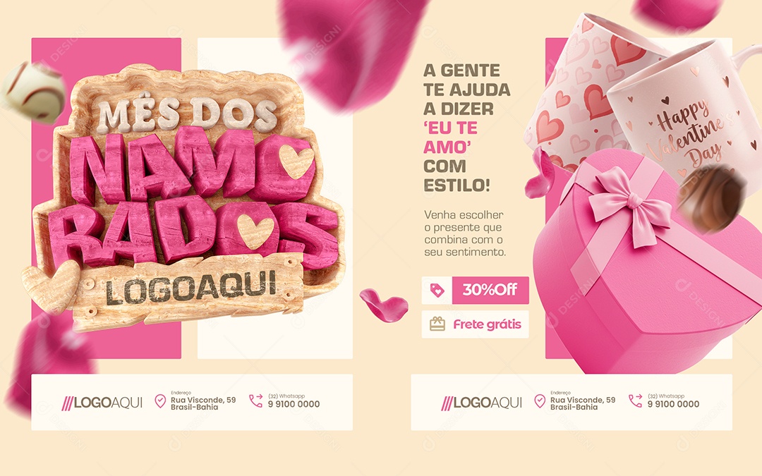 Carrossel Mês Dos Namorados Loja Caneca Presente Social Media PSD Editável