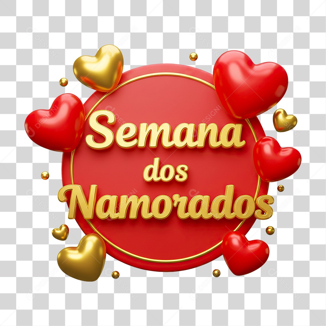 Selo 3D Semana dos Namorados PNG Transparente