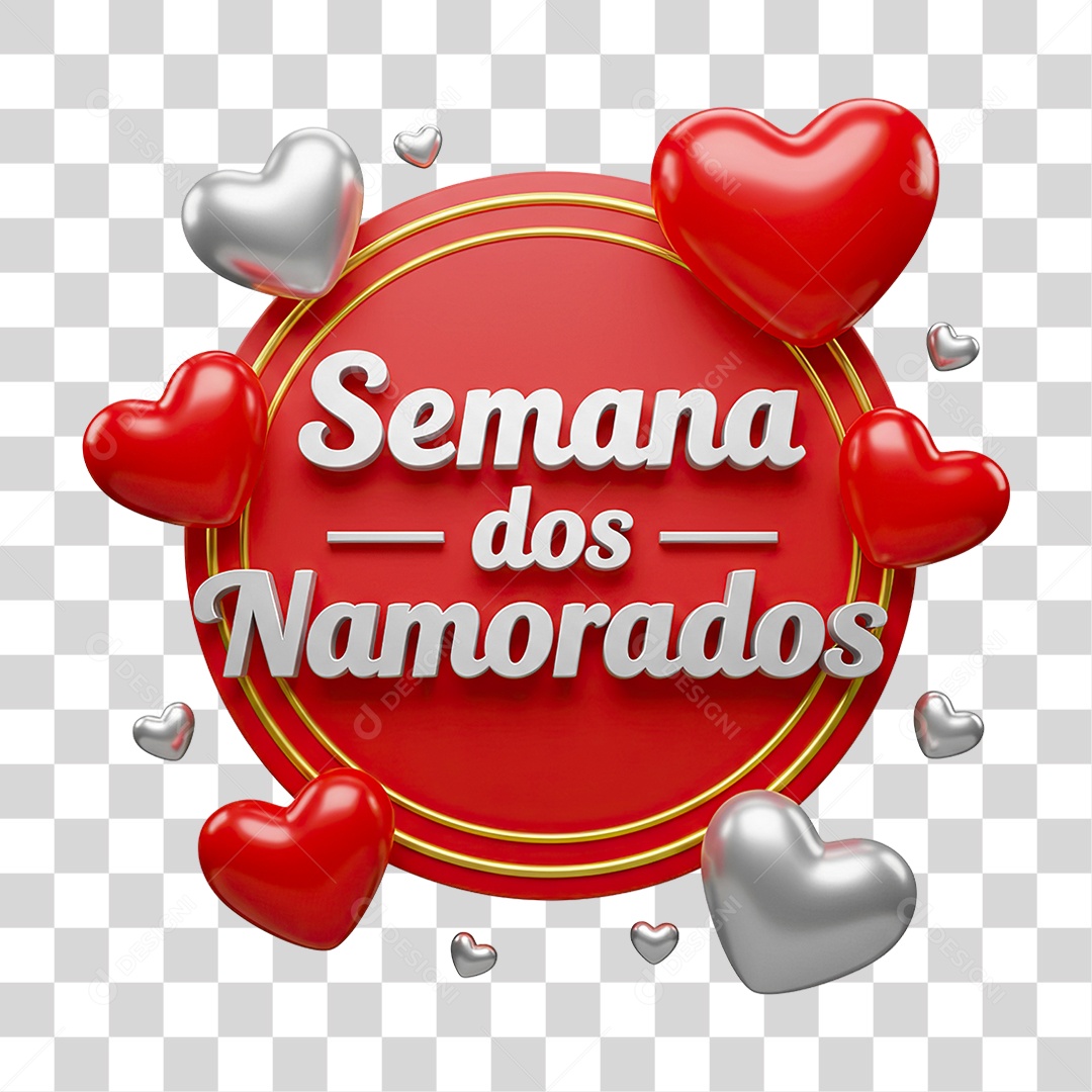 Selo 3D Semana dos Namorados PNG Transparente