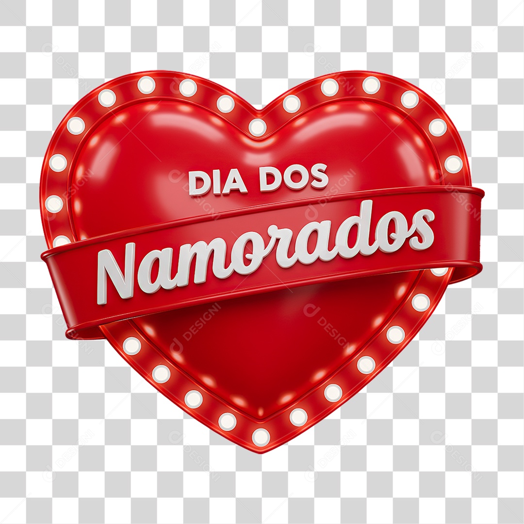 Selo 3D Dia dos Namorados Circular PNG Transparente