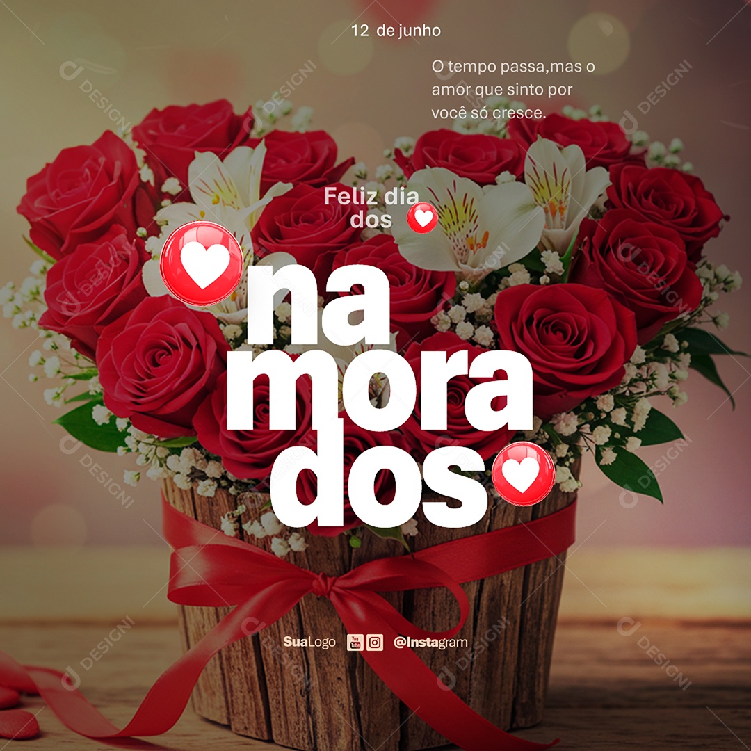 Feliz Dia dos Namorados 12 de Junho Social Media PSD Editável