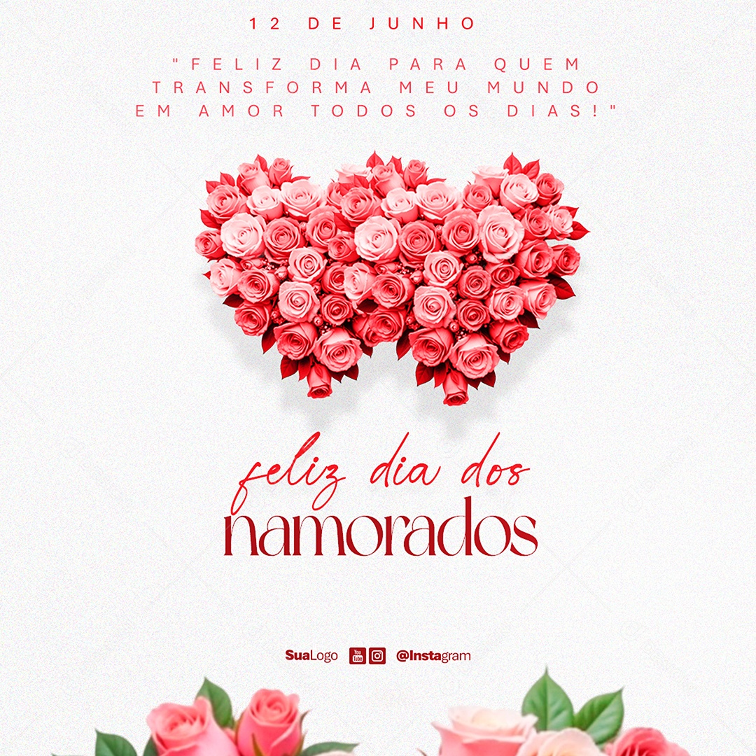 Feliz Dia dos Namorados Social Media PSD Editável