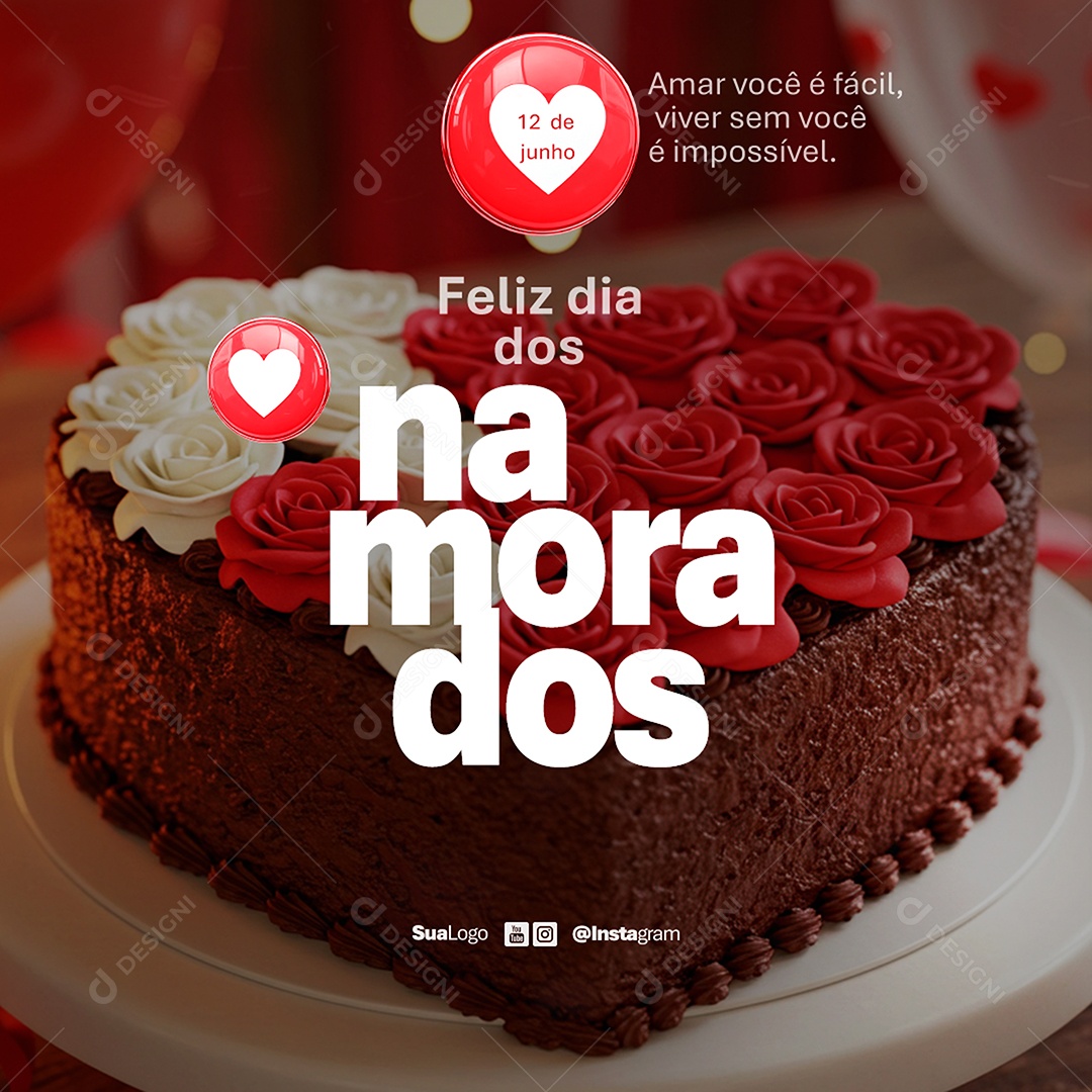 Feliz Dia dos Namorados Social Media PSD Editável