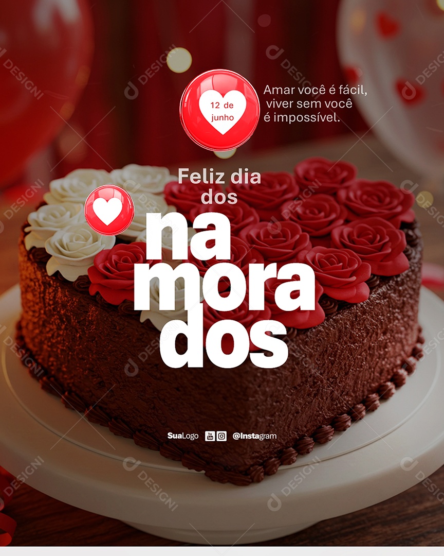 Feliz Dia dos Namorados Social Media PSD Editável