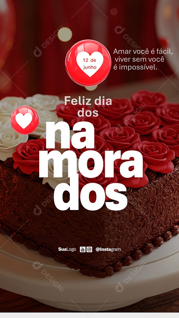 Story Feliz Dia dos Namorados Amar Você é Fácil Social Media PSD Editável